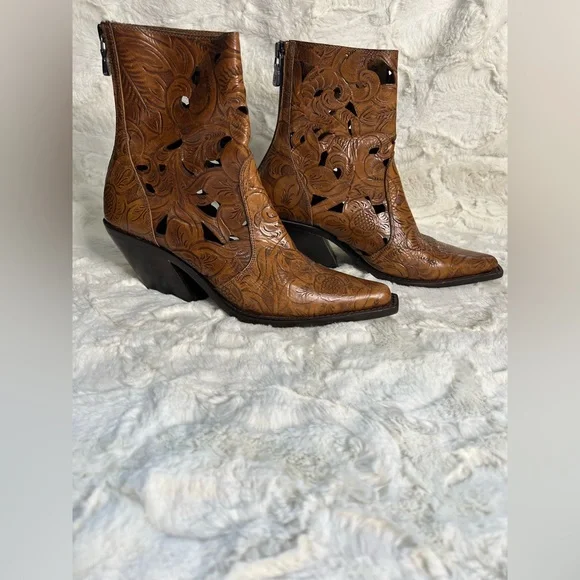 Donald J. Pliner Tan Floral Ankle Booties - Picture 3 of 5